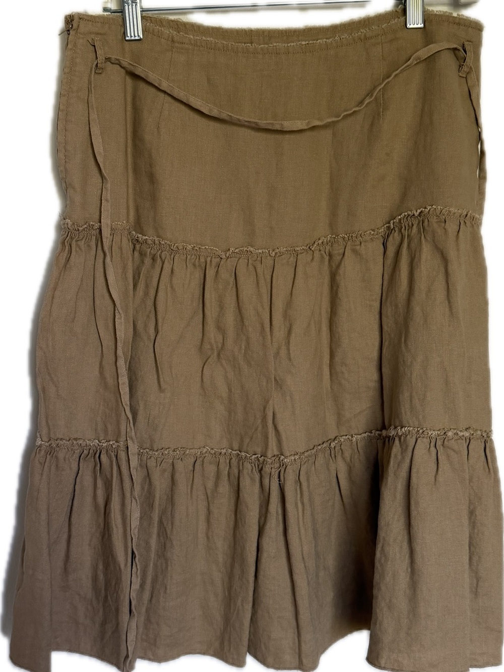 Smart Set Linen Tiered Skirt Brown Size 7